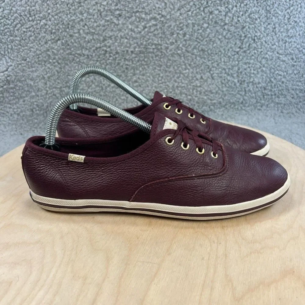 Keds Shoes Womens Size 8.5 Kate Spade Leather Champion Originals Maroon Burgundy